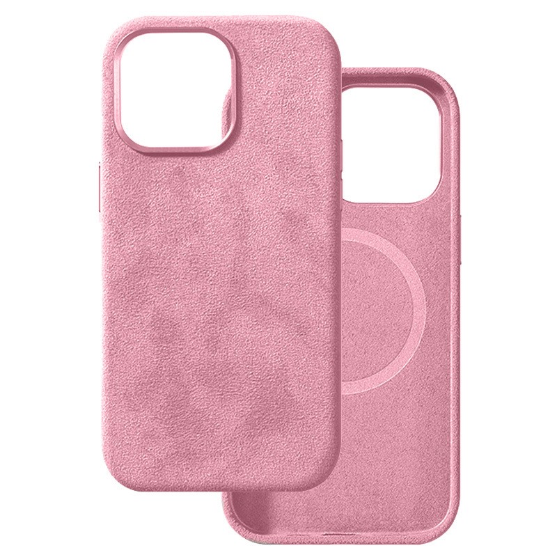 Husa Clasica MagSafe Iphone 14 -Alcantara - Roz - 3 | YEO
